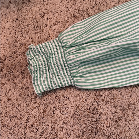 Lands' End Green Striped Dress with Floral Hem - Picture 11 of 12
